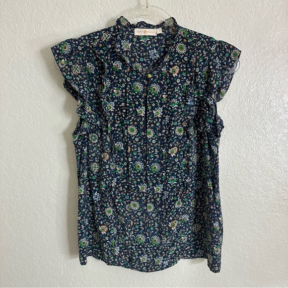 Tory Burch Printed Ruffle Shell Top size 4 - Picture 4 of 12